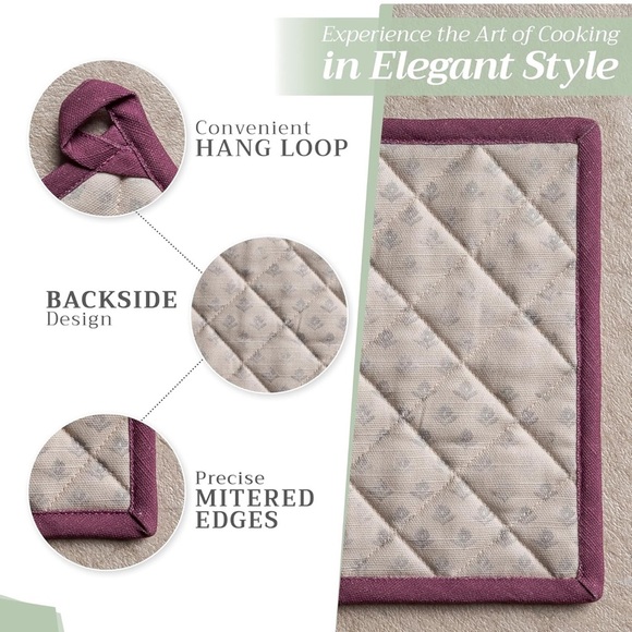 Maison d' Hermine 100% Cotton Oven Mitt & Pot Holder Set - Picture 5 of 11